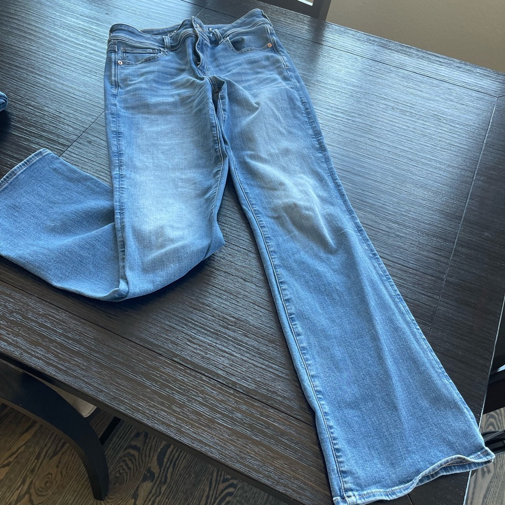 American Eagle Outfitters Blue Kick Boot Cut Jeans 10 Long